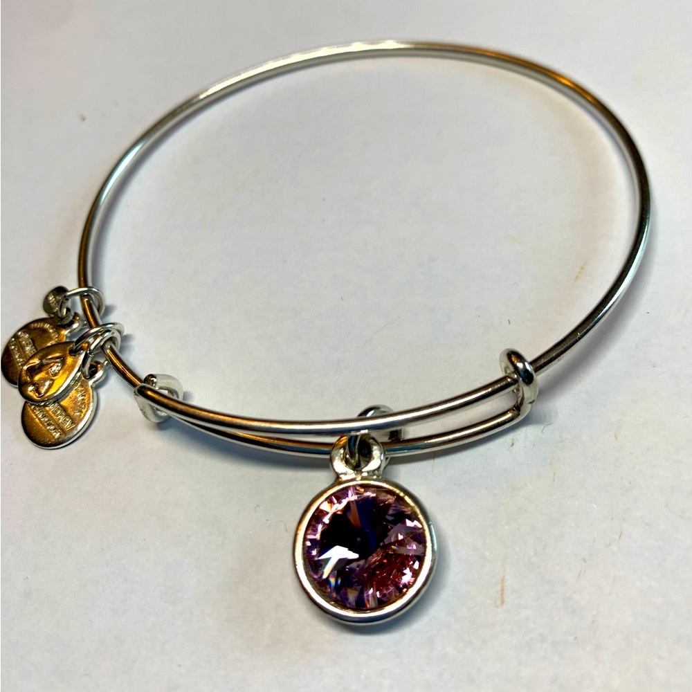 3/$20 Alex and Ani pink birthstone silver bracelet